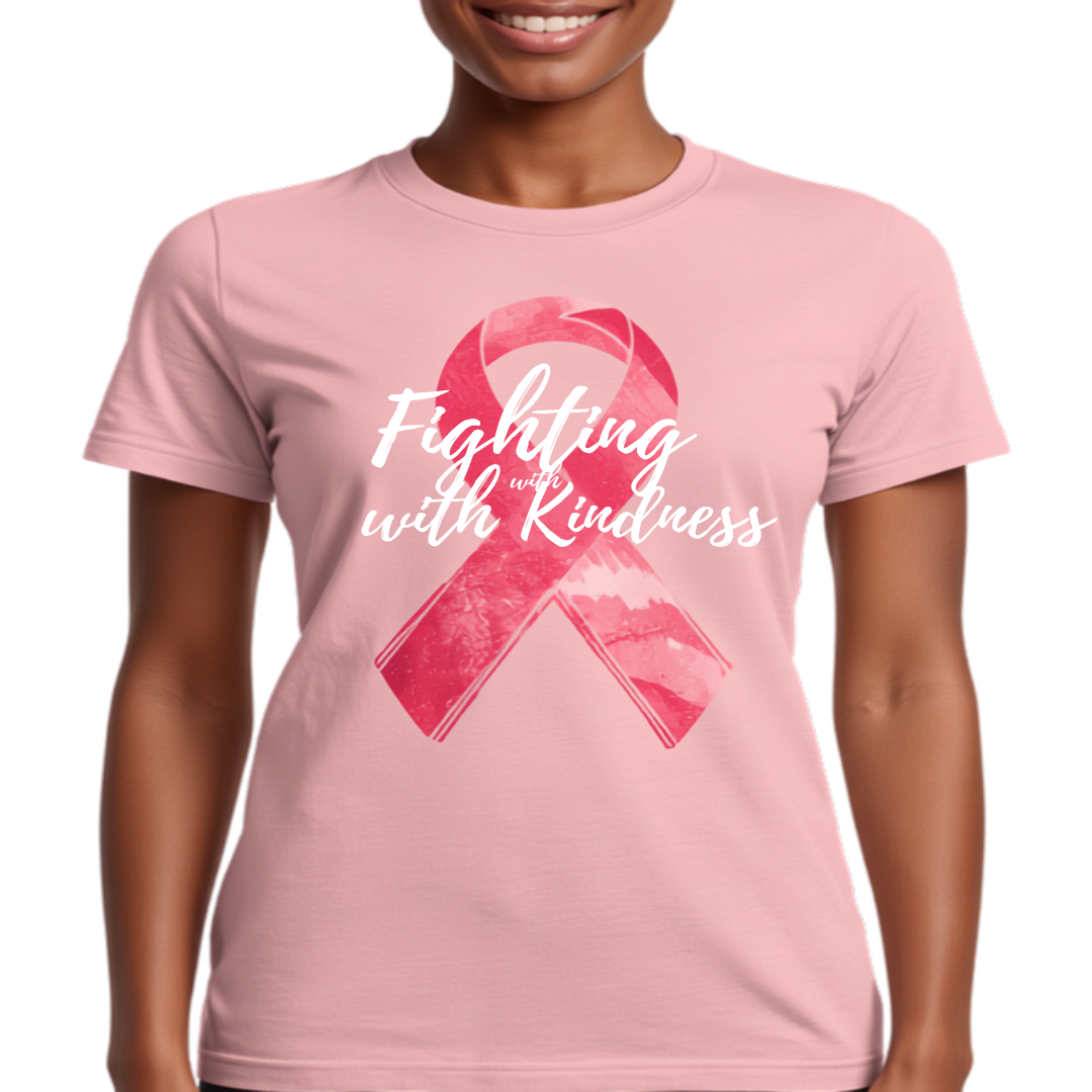 Strength In Pink Tee - Breast cancer awareness design with stylized pink ribbon and hopeful messaging